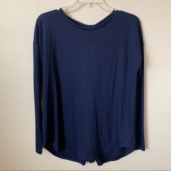 Ann Taylor NWT Navy Blue Long Sleeve Zipper Back Top size S - Picture 1 of 5